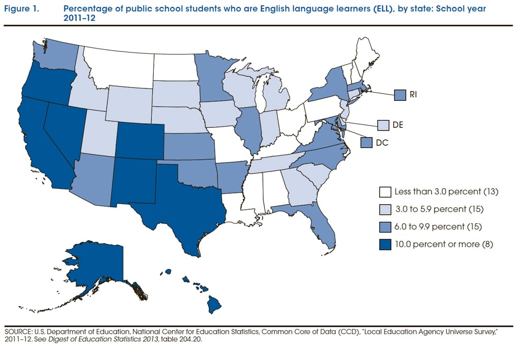 ELL Percentages by State, USA