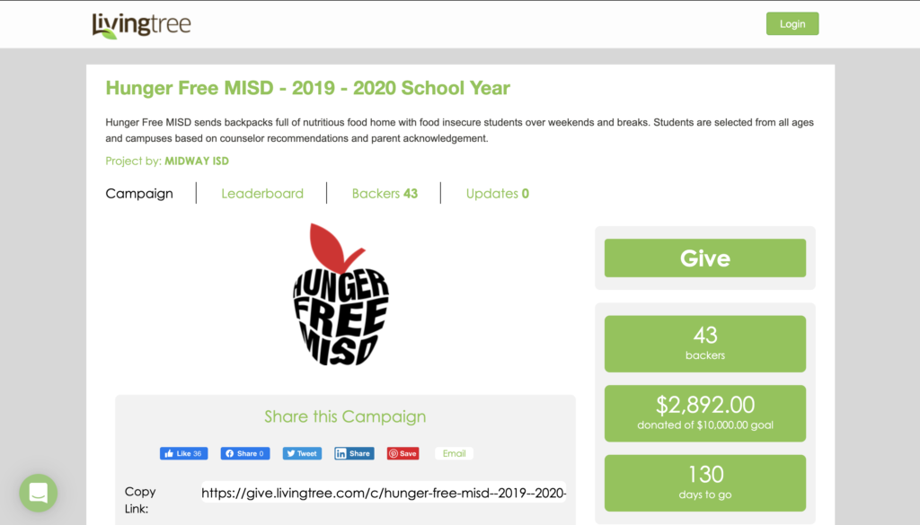 Midway ISD Hunger Free Fundraising Campaign