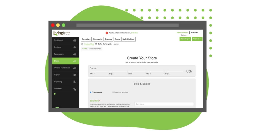 Create an online school store on Livingtree’s Fundraising Platform
